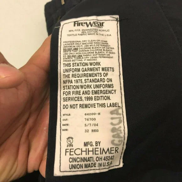 FIREWEAR FFR FABRIC FIREFIGHTER DRESS PANTS PARAMOUNT 32 REG w/REFLECT JG101